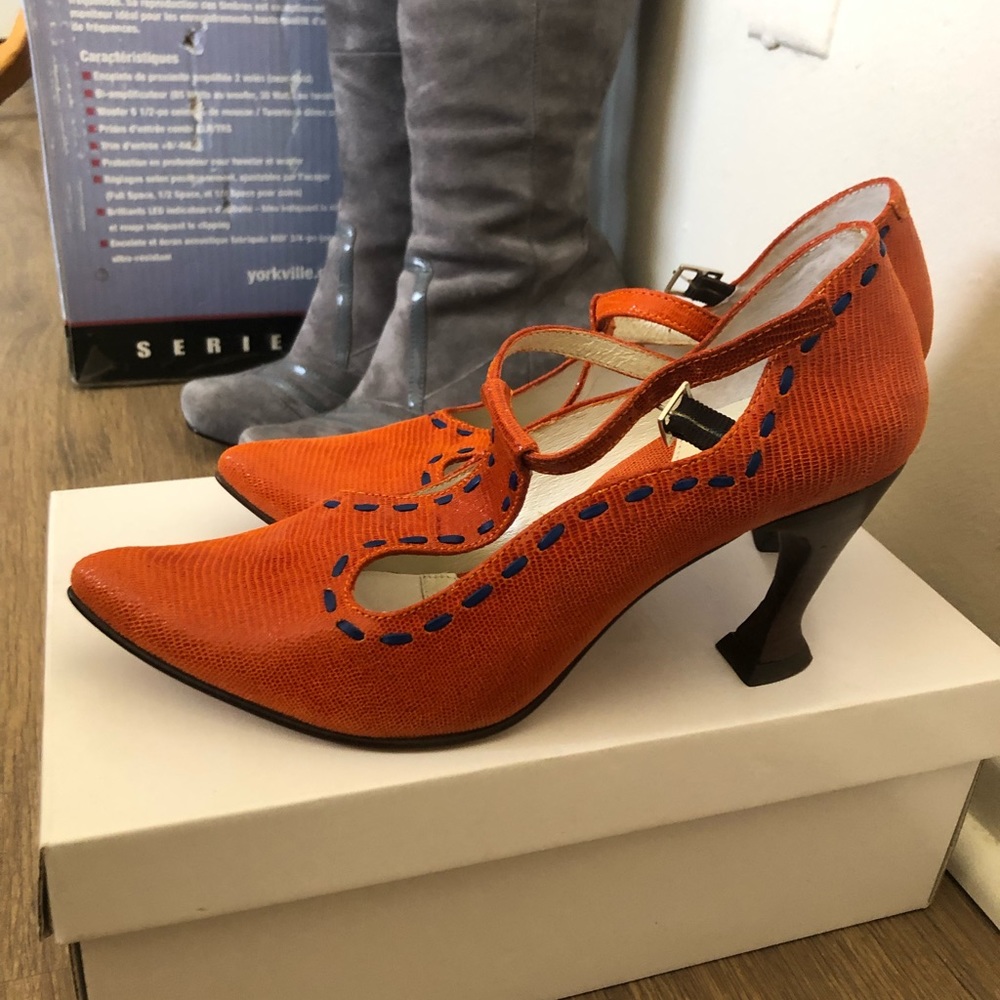 Fleuvog Orange Cappuchino Heels Size 9